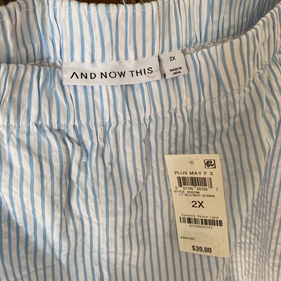 NWT And Now This, Women’s blue/white stripe short, size 2X - Picture 3 of 6